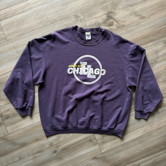 Vintage Y2K Chicago Men’s Crewneck Sweatshirt Size XXL Blue - Picture 1 of 6